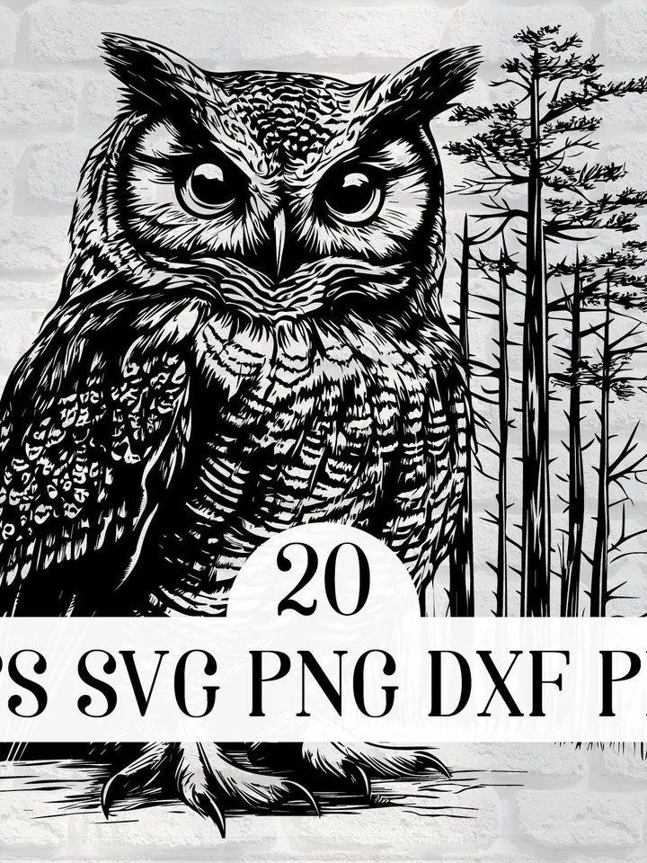 Vector 20 owl Design Bundle forest owl PNG for Sublimation owl SVG file for cricut, Wild owl Laser Cut file for engraving, Prints wall art