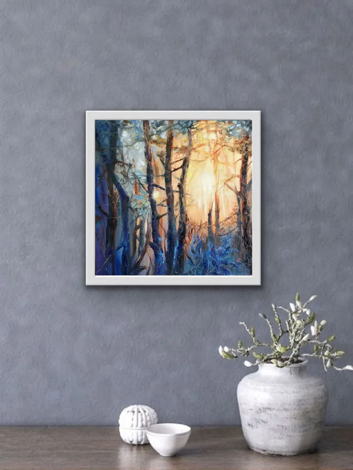 Forest Original Oil Painting Sunset Landscape Abstract Forest Art