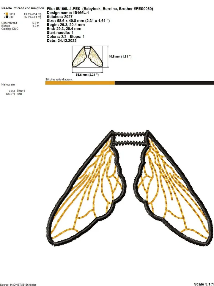 Free Standling Lace Machine Embroidery Design Queen of a fly Brooch Jewelery Embroidery Pattern FSL embroidery pattern