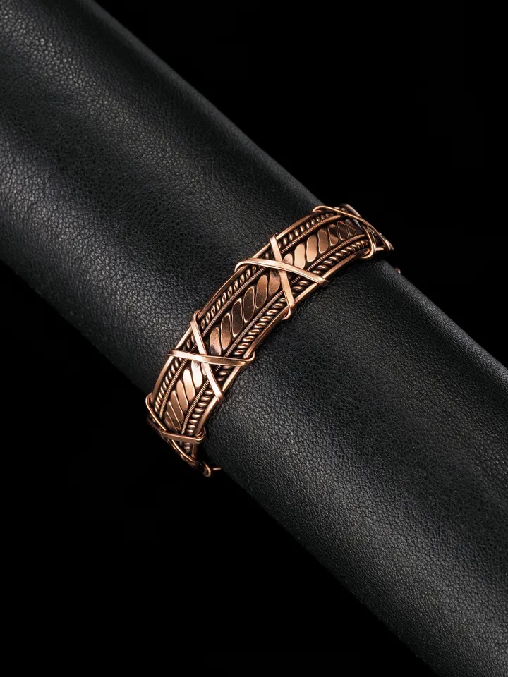 Handmade copper bracelet Unique wire wrapped metal bangle Antique style jewelry
