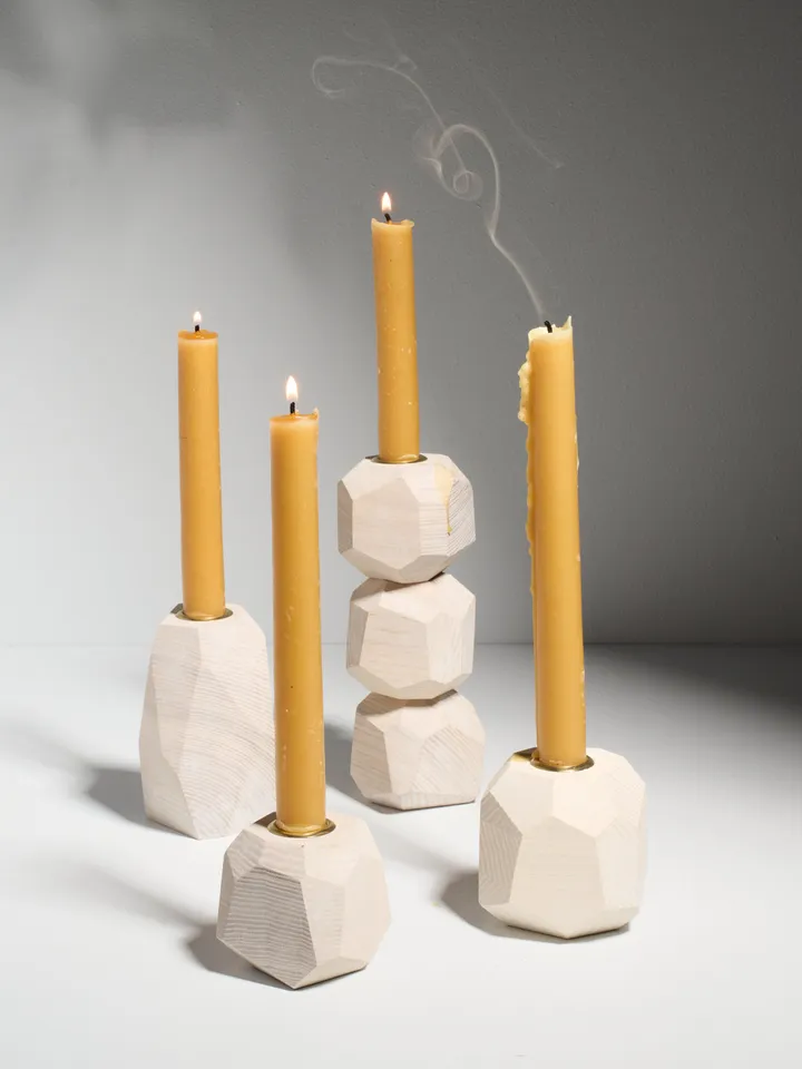 White Geometric Tapered Candlestick Holder