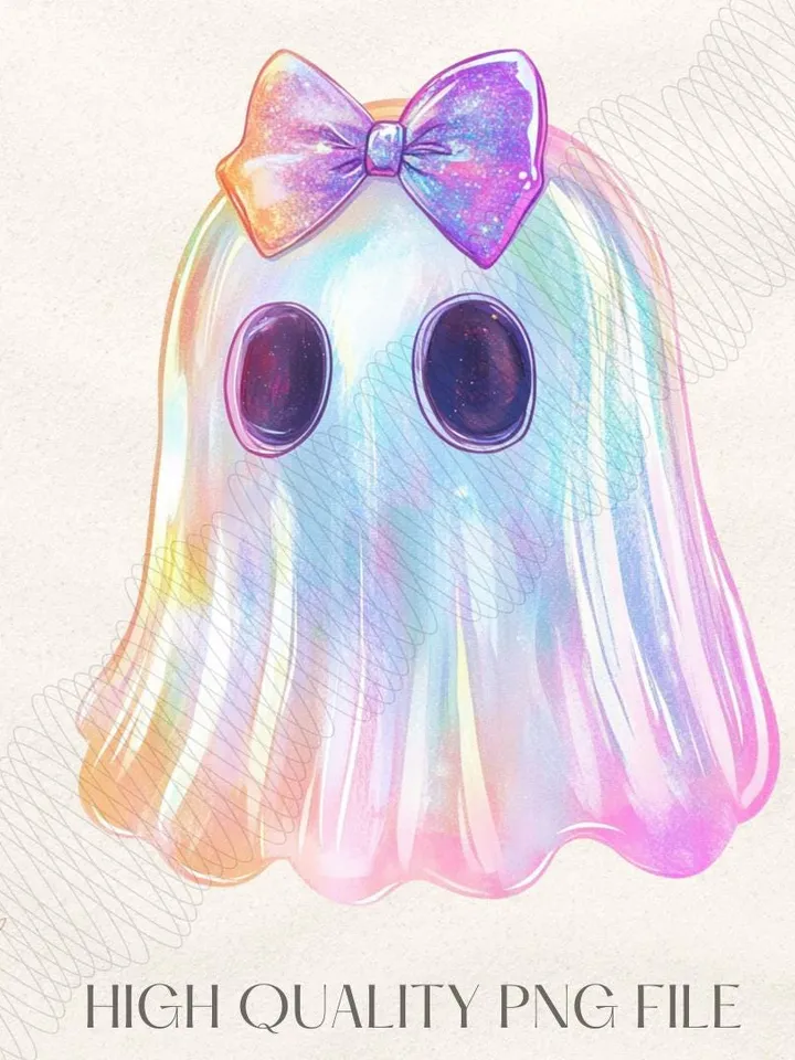 Retro Disco Iridescent Ghost Sublimation PNG Cute Disco Ghost PNG Retro Cute Ghost PNG Glitter Ghost Adorable Ghost Png Spooky Vibes Png