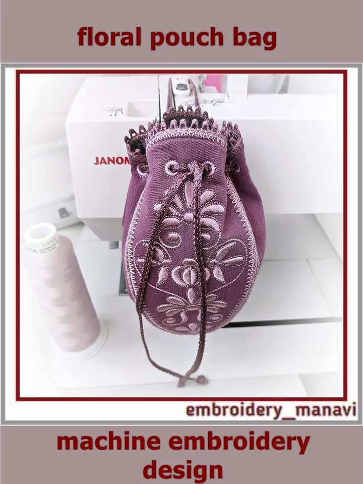 In the hoop Machine Embroidery Design floral pouch bag ITH by Embroidery Manavi 05