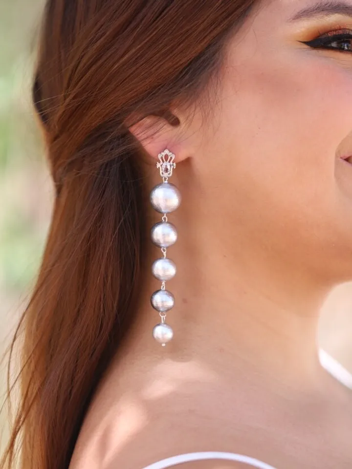 Art Deco Extra Long Pearl Wedding Earrings For Bride, Boho Bridal Earrings, Chandelier Statement Wedding Earrings, Pearl Bridal Jewelry,