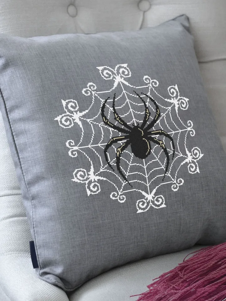 Halloween spider cross stitch pattern download PDF Spider web mandala cross stitch chart, Spooky cross stitch, Gothic home decor #H54