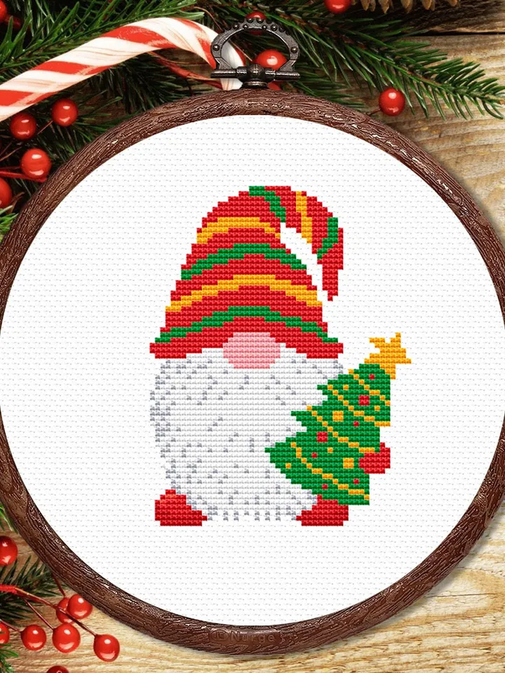 Set of 5 Christmas Gnomes Cross Stitch Pattern, Merry Christmas Cross Stitch Pattern, Christmas Decoration, Christmas Pattern #hld026