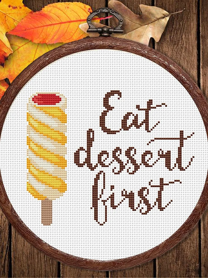 Set of 2 Ice Cream Cross Stitch Pattern, Kitchen Cross Stitch, Embroidery Ice Cream, Dessert Cross Stitch, Modern Cross Stitch #kt026