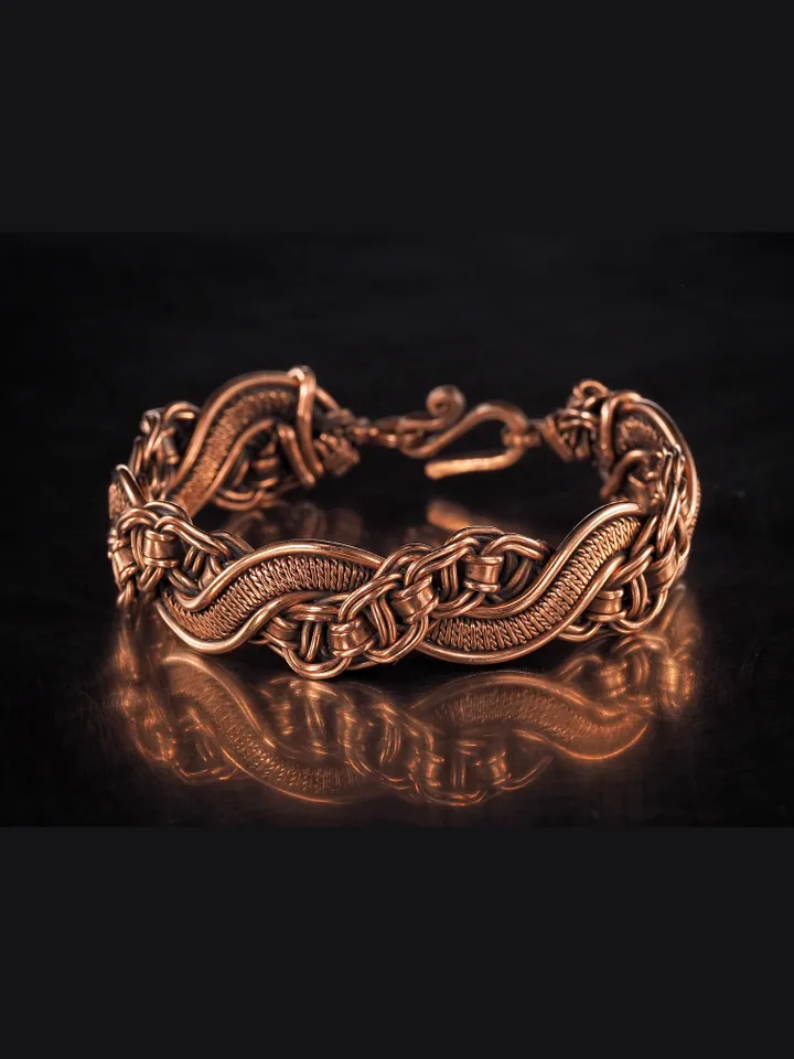 Copper wire wrapped bracelet for woman 7th Anniversary gift Small size bracelet