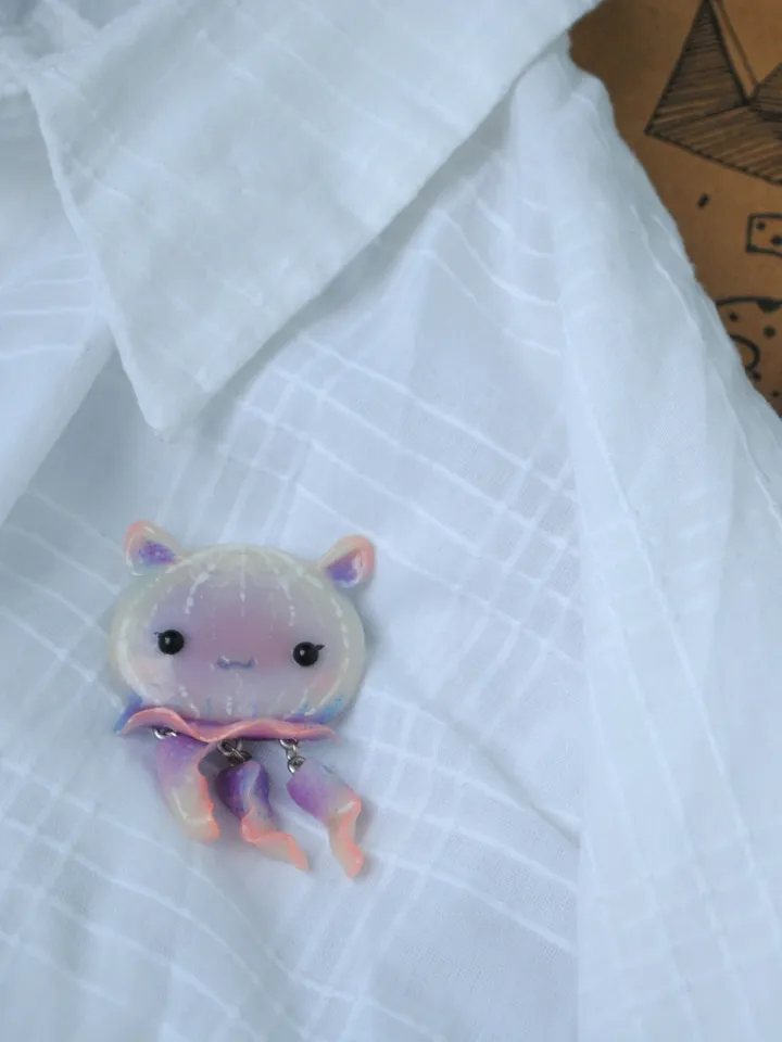 Cute purple jellyfish brooch