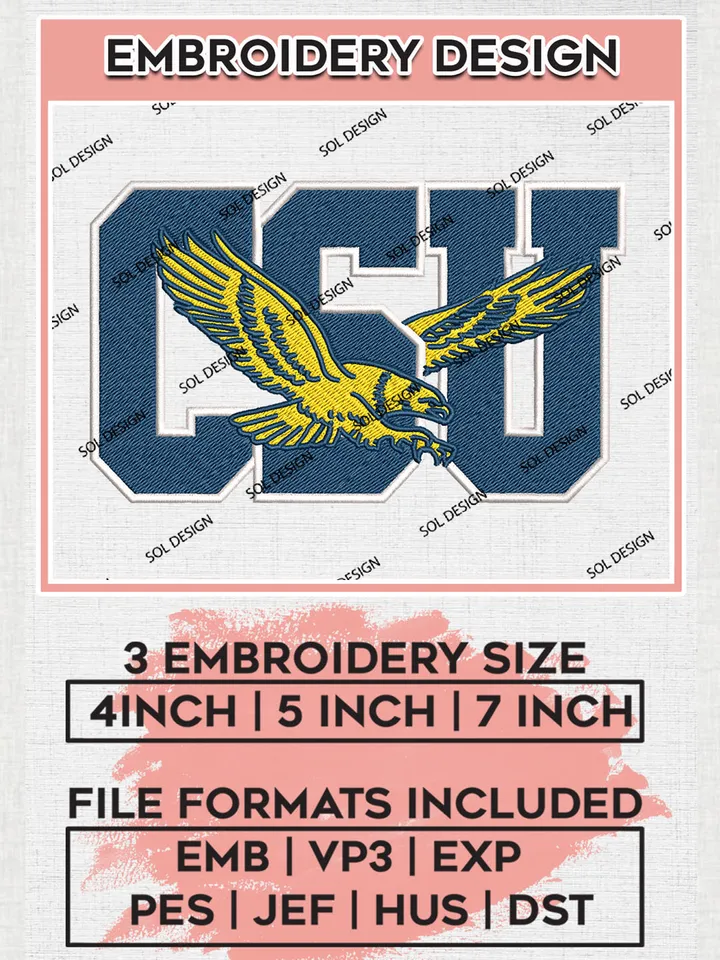 Coppin State Eagles Logo Machine Embroidery Design, NCAA CSU Eagles Embroidery Design Design files, NCAA Embroidery Designs, NCAA Machine Embroidery Designs, Digital Download