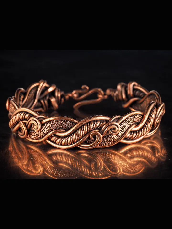 Unique handmade copper wire wrapped bracelet for woman Woven wire copper jewelry Wire wrap art copper jewelry Handmade