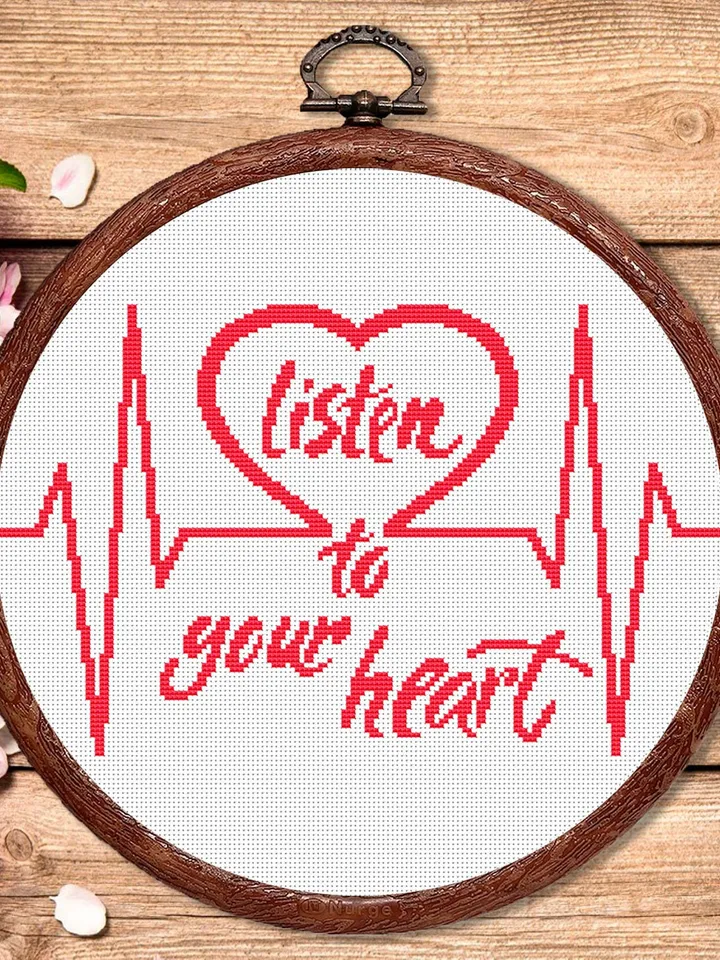 Listen To Your Heart Cross Stitch Pattern, Love Cross Stitch Pattern, Embroidery Heart, Love xStitch, Home Pattern, Love Pattern #vl007