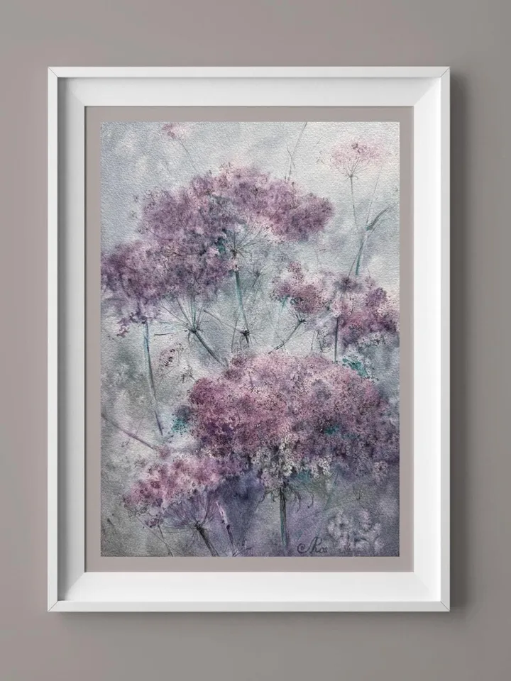 Flowers Original Painting Wildflowers Watercolor Wall Art Meadow Painting
