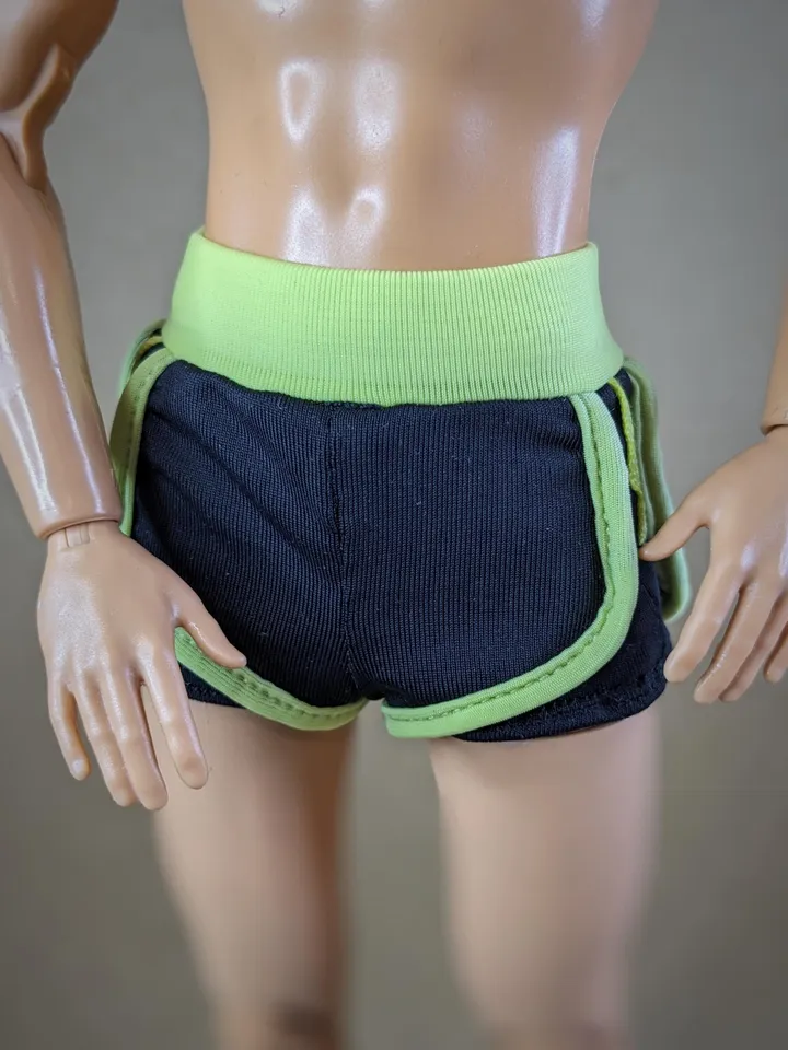 Double stretchy yoga shorts for 12-inch fashion male dolls