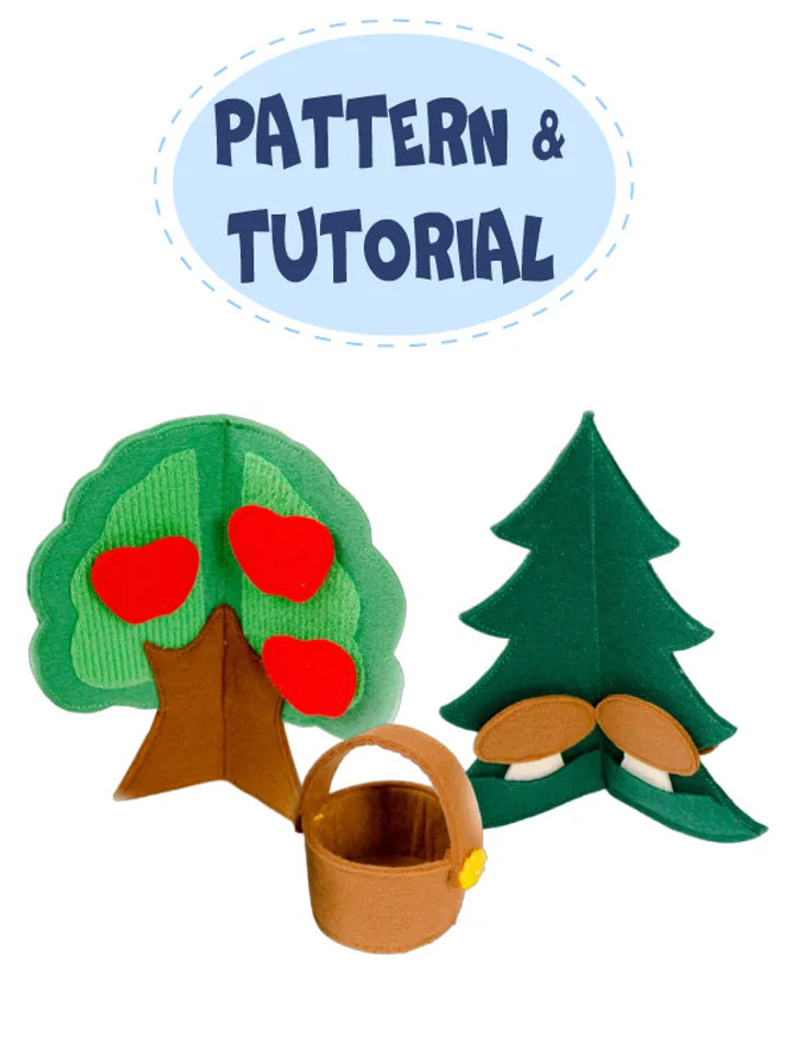 3D trees from felt, Pattern and Tutorial, PDF and SVG