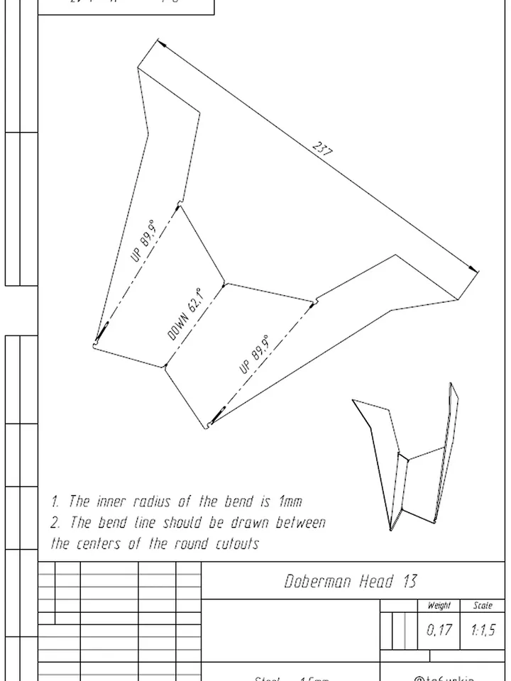 Welding Project Plans Drawings Doberman Head (DXF, PDF)