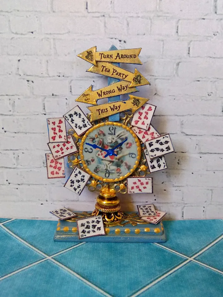 Doll clock in the style of Alice. Imitation.1:12 scale.