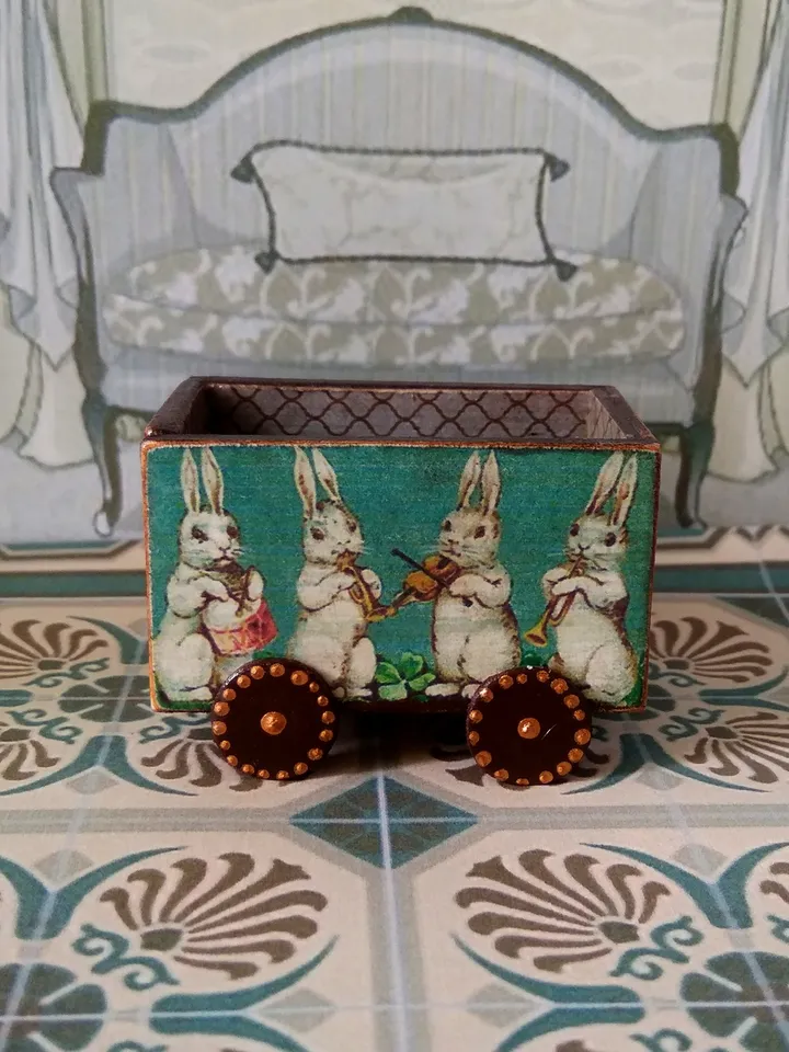 Trolley for dollhouse. Doll toy.1:12 scale.Dollhouse miniature. Handmade.