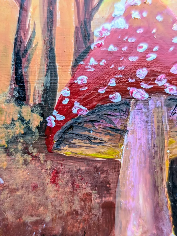 "Amanita in the forest" miniature painting🍄
10*10 cm