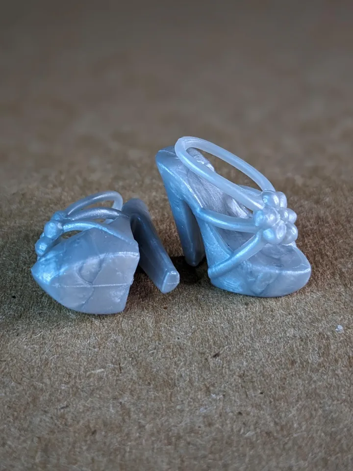 Silver heels sandals for 1/6 scale female dolls