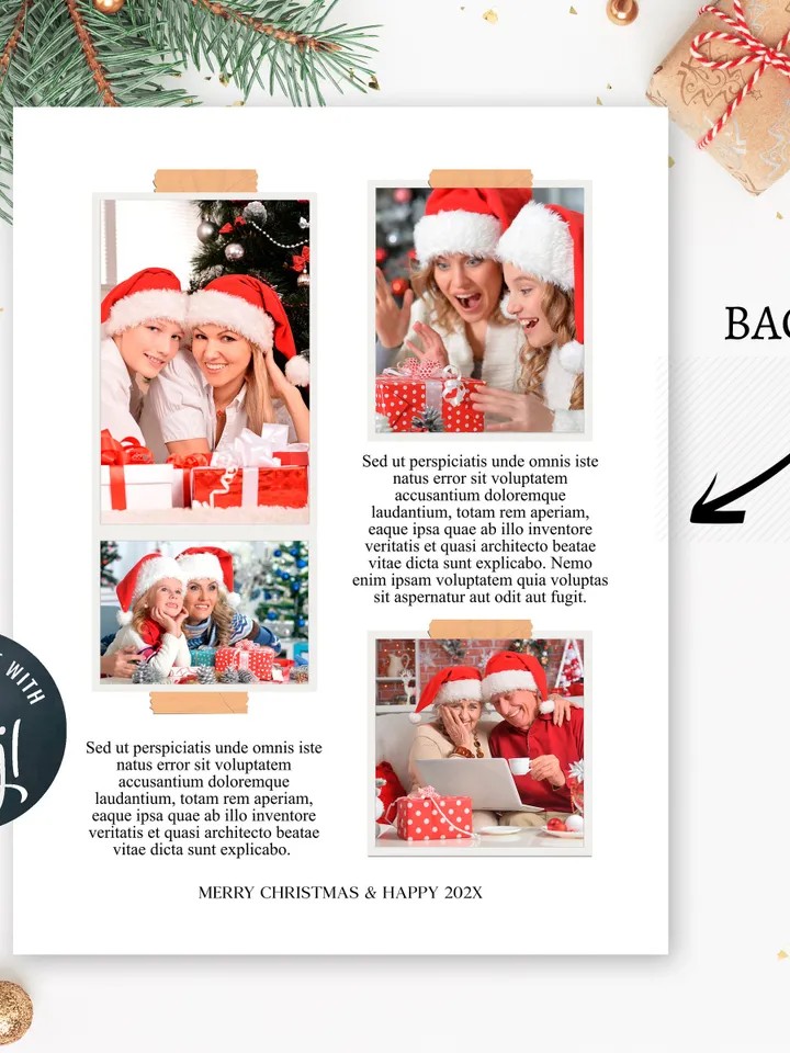 Christmas Newsletter Template, Editable Year In Review Template