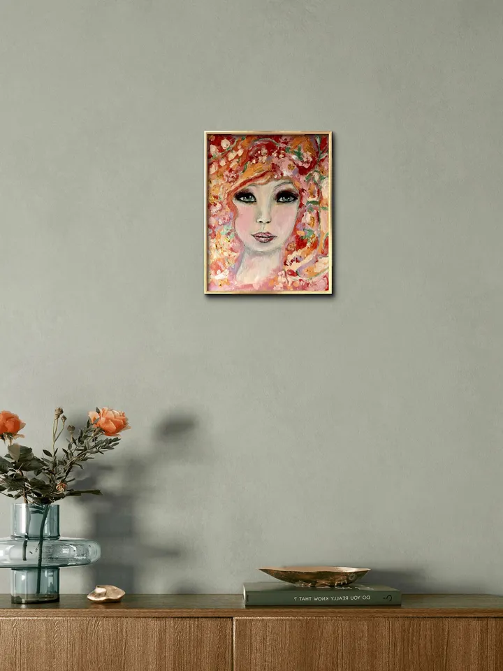Sofia doll,original acrylic painting on 3 d canvas,fantasy dolls painting,fairytales,young woman painting,unique gift,home decoration