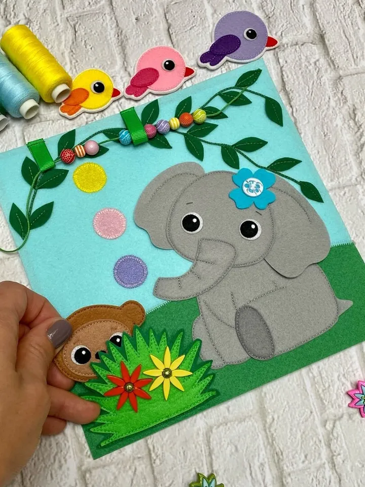 Animals Quiet book pattern pdf, Africa Felt activity book pattern, DYI Quiet book sewing for kids 2, 3, 4 year old, Baby soft book tutorial