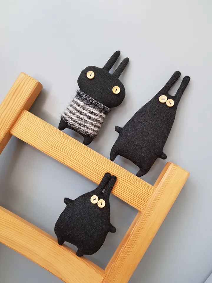 halloween dolls sewing patterns PDF 2 black rabbits, set of 2 tutorials
