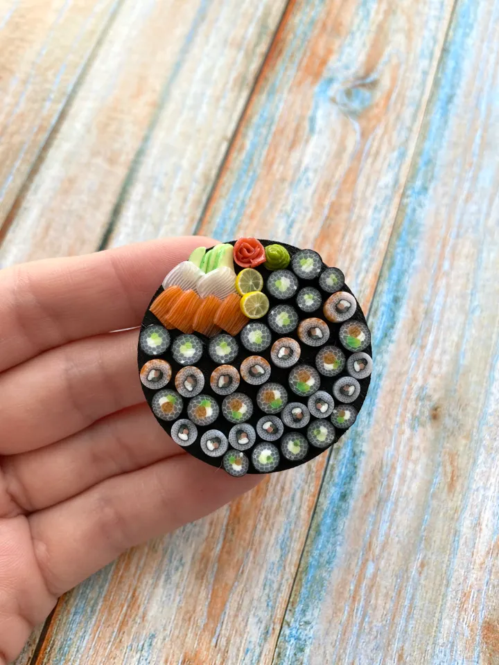 Magnet Miniature Sushi Board with Polymer clay Souvenir