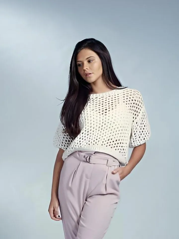 Mesh top knitting pattern, Short sleeve sweater, summer sweater pattern, women ladies top sweater pattern pdf