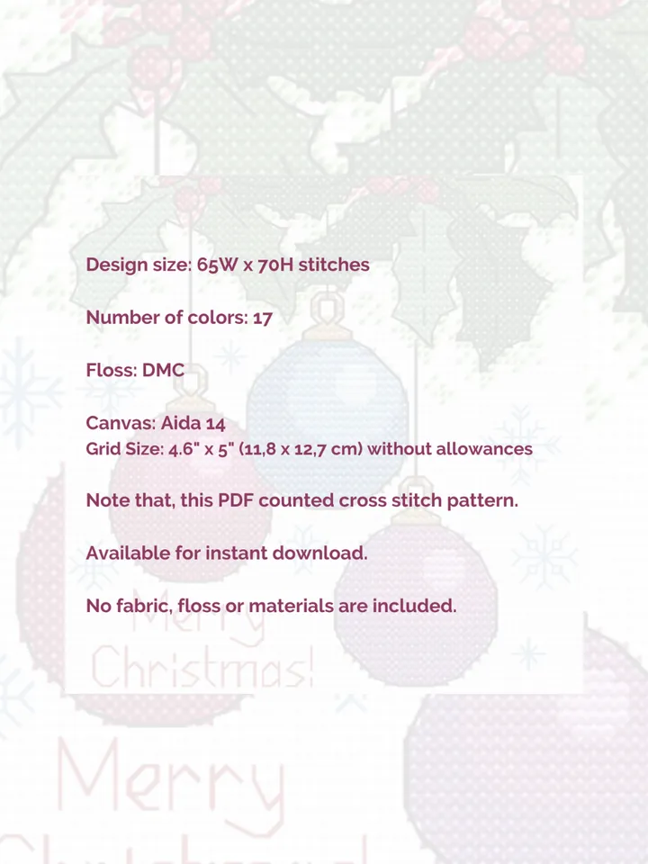 Cross stitch pattern Merry Christmas, digital cross stitch pattern PDF
