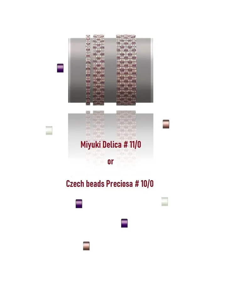 Double row bracelet patterns, Beadwoven Сuff bracelet Odd Count Peyote Stitch, Miyuki and Preciosa, Instant Download