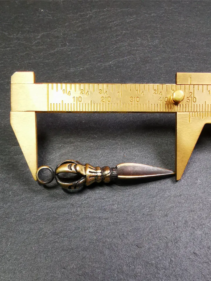 Gandhanra Handmade Tibetan Amulet Necklace,Kila(Dorje Phurba) , Trantic Buddhism Ritual Implement Pendant,Made of Brass,1.96&quot;