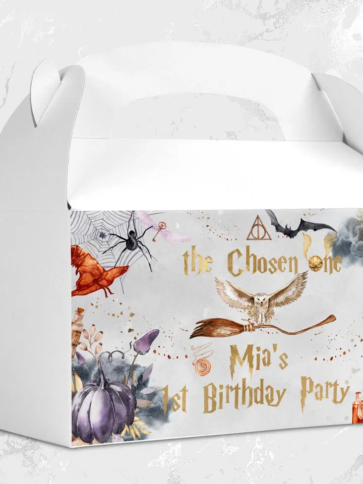 Wizard Gable Box Birthday Party; Magic School 1st Birthday; Editable Wizarding World Gable Label; Magical Party Decoration; a1