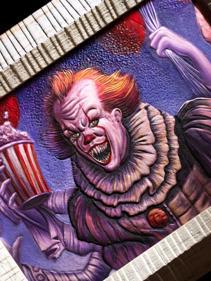 Original genuine leather painting Pennywise frame
