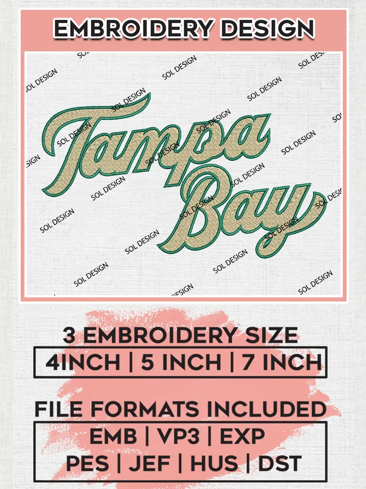 NCAA Tampa Bay College Team Word Logo Embroidery Design Files, NCAA South Florida Bulls Machine Embroidery, NCAA Teams, 3 sizes, NCAA Machine embroidery designs, Digital Download