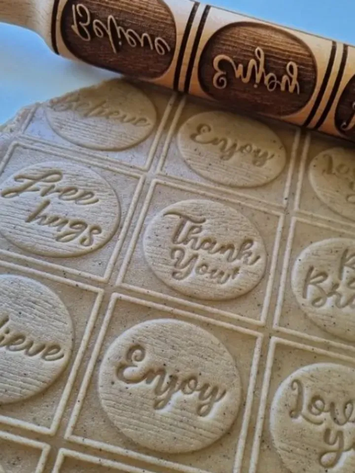 Original Embossed rolling pin Wooden engraved rolling pin Dough with pattern Cookie stamp Carved molds Gingerbread Gift