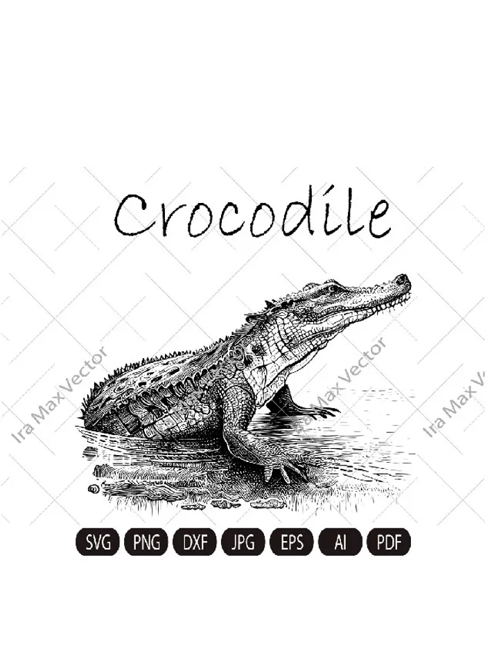 Crocodile SVG, Alligator Svg, Crocodile in the river, Crocodile Clipart, Crocodile detaled, Crocodile Cut Files, Crocodile head svg