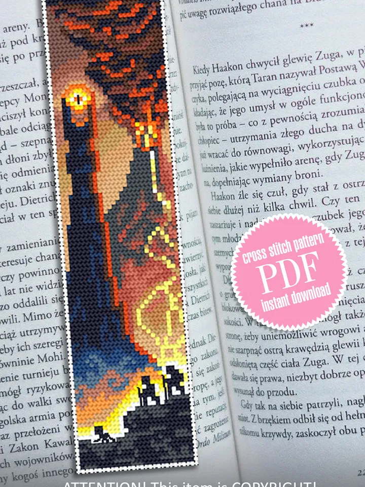 Fantasy bookmark cross stitch pattern download PDF Magic handmade bookmark digital PDF Fairy movie cross stitch Dark tower Wizard world #B72