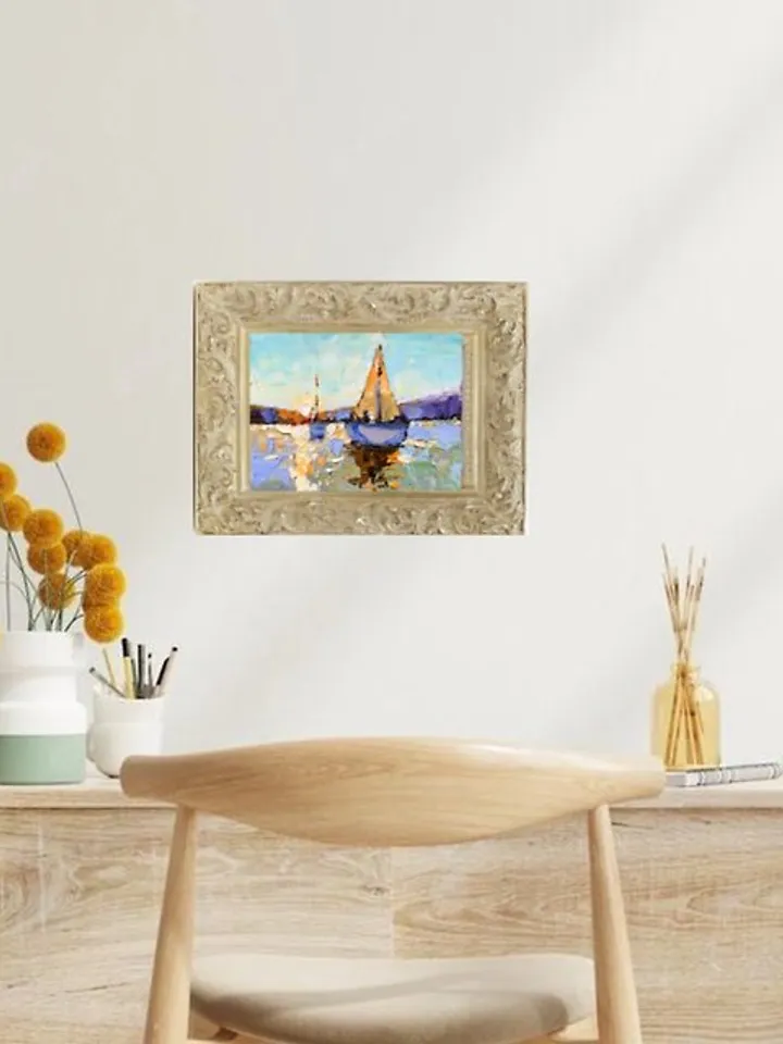 Boat Painting Seascapes Oil Painting Small Art Landscape