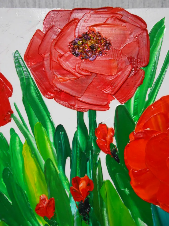 Red flowers.Oil painting.