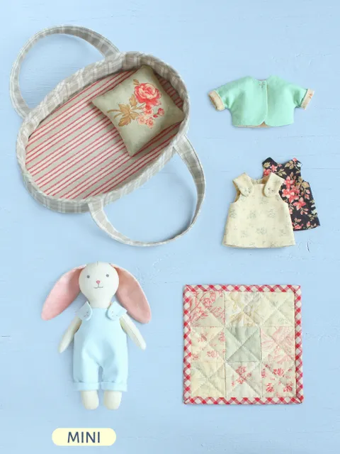 2 PDF Mini Bunny with Clothes and Basket Sewing Patterns Bundle