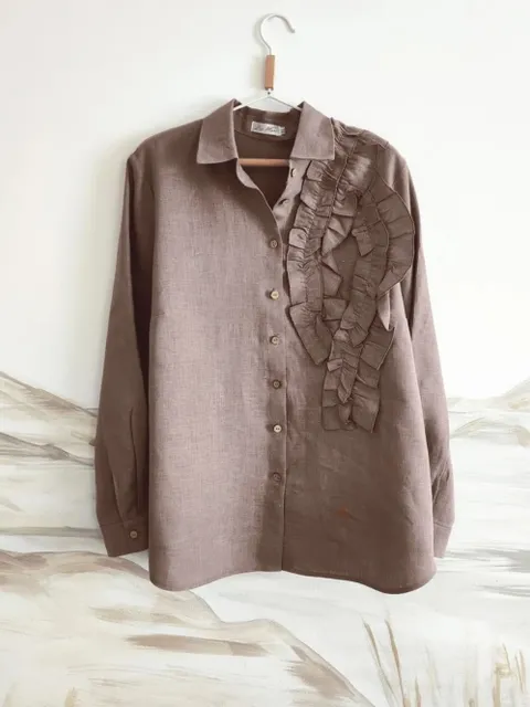 Ruffled linen blouse