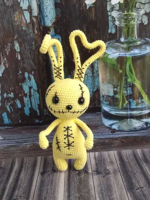 Bunny Rabbit  plush animal Creepy bunny Doll Handmade Pastel goth decor Scary art doll Horror stuffed animals