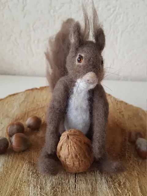 Felted unicorn, wool, brown, unicorn