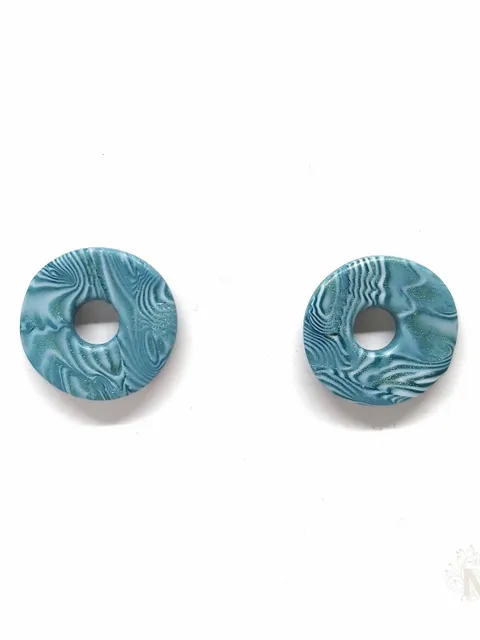 Teal donut shaped studs, handmade with polymer clay, silver plated posts, lightweight, simple and unique, minimalist designer earrings €23.33