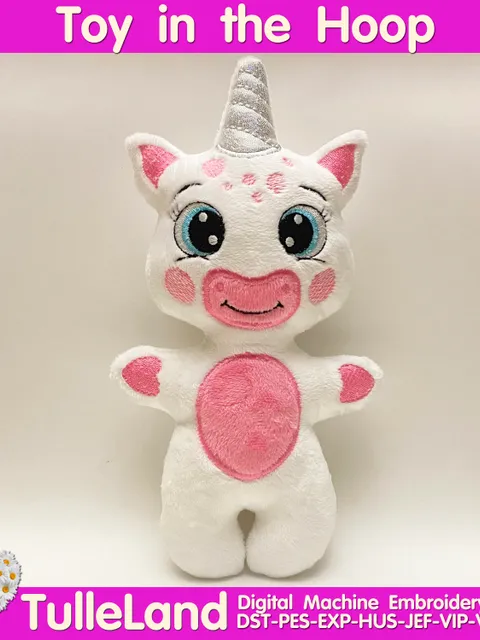 Unicorn Toy Stuffed ITH Pattern Machine embroidery design Unicorn Toy Stuffed in the Hoop Machine embroidery design