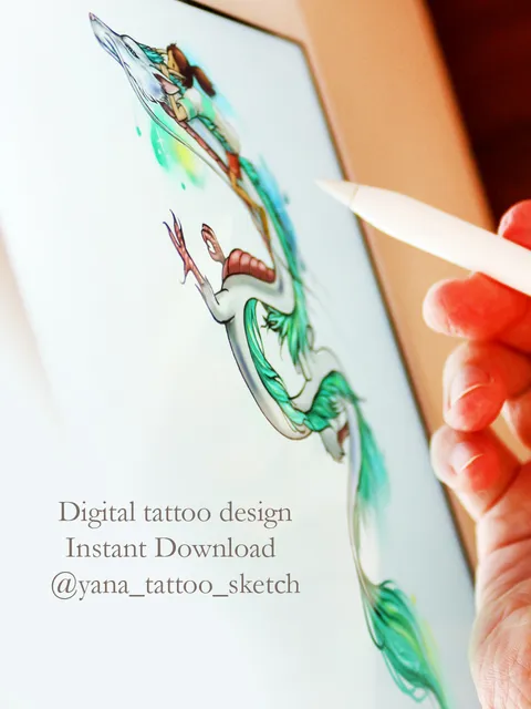 Spirited Away Tattoo Design Haku Dragon Tattoo Stencil Chihiro And Haku  Tattoo Idea Sketch, Instant download PDF, JPG