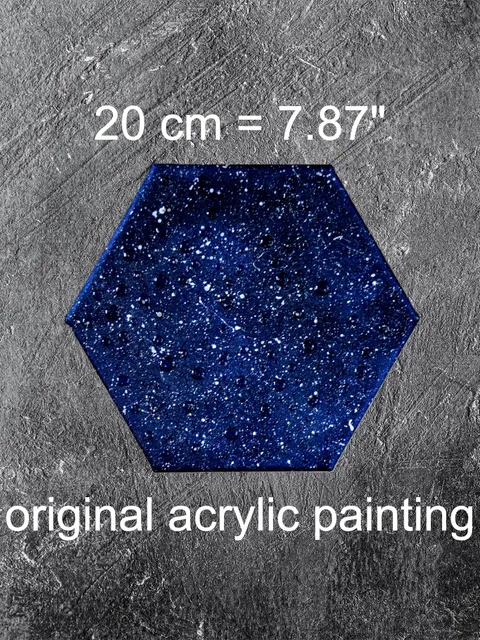 Original painting hexagon Space series. Galaxy.