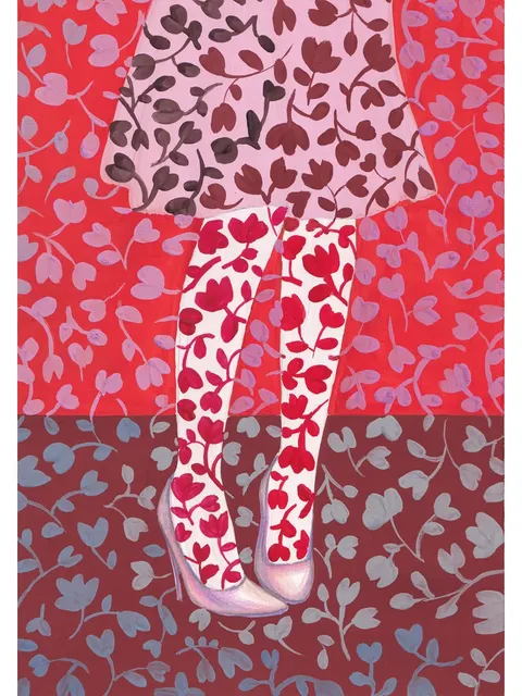 Digital Art illustration Pink dress and shoes.